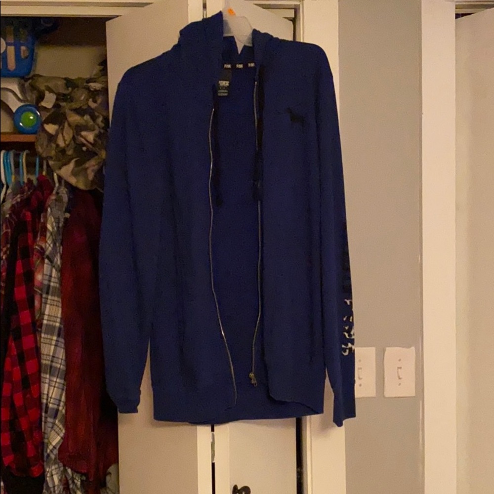 Blue zip up PINK Victoria secret sweatshirt